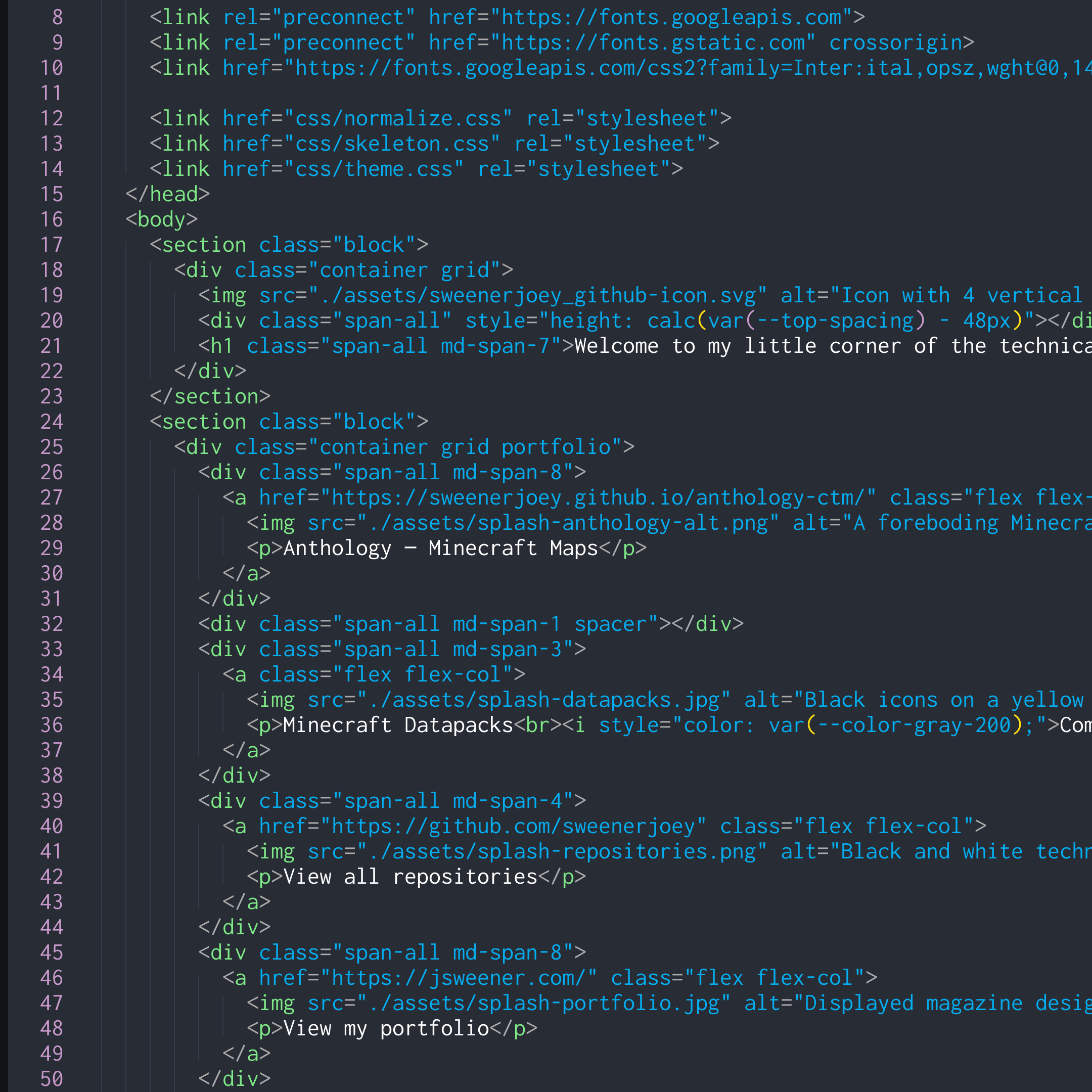 Illustration of this very HTML code, as viewed within Visual Studio Code.